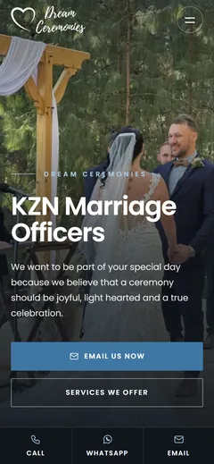 Dream Ceremonies mobile website design by Squirrel Media