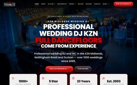 Jarryd Sunkel Wedding DJ website design by Squirrel Media – wedding DJ in Durban and the KZN Midlands