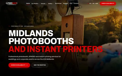 Midlands Photobooths website design by Squirrel Media – photobooth hire in the KZN Midlands